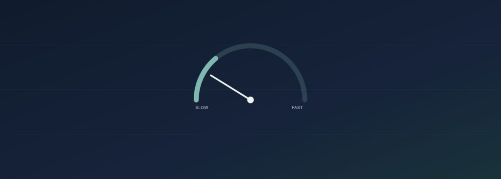 Abstract speedometer gauge graphic, teal on navy