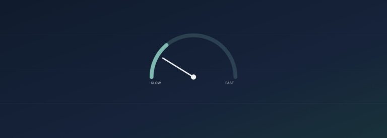 Abstract speedometer gauge graphic, teal on navy