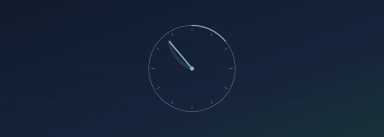 Abstract stopwatch graphic, teal on navy